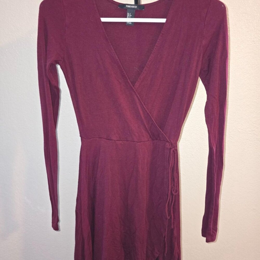 Forever 21 Burgundy Wrap Dress – Size S – Soft and Feminine